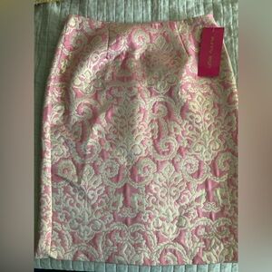 Sunny Leigh size 4 NWT pink and gold lined skirt